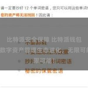 比特派安全保障 比特派钱包：数字资产管理生态进化，无限可能！