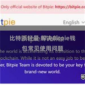 比特派轻量 解决Bitpie钱包常见使用问题