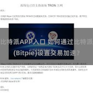 比特派APP入口 如何通过比特派(Bitpie)设置交易加速？